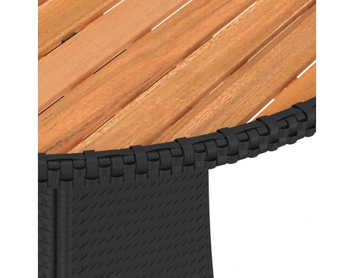 Sonata H Градинска трапезна маса черна Ø 70 см полиратан и акация масив