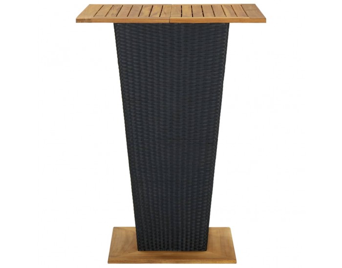 Sonata H Бар маса, черна, 80x80x110 см, полиратан и акациево дърво масив