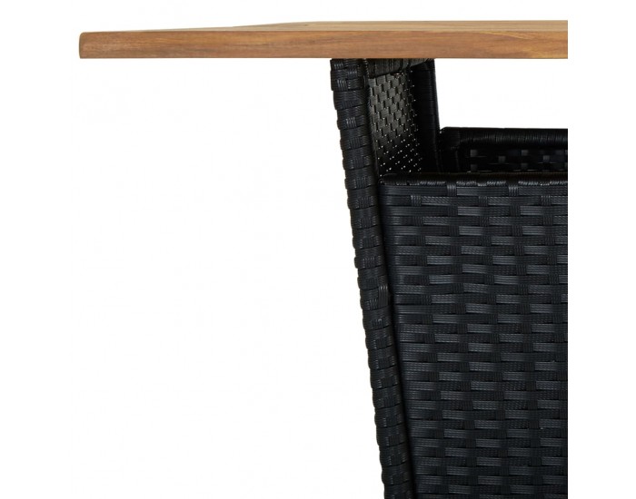 Sonata H Бар маса, черна, 80x80x110 см, полиратан и акациево дърво масив