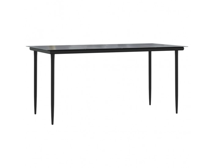 Sonata H Градинска маса, черна, 160x80x74 см, стомана и закалено стъкло