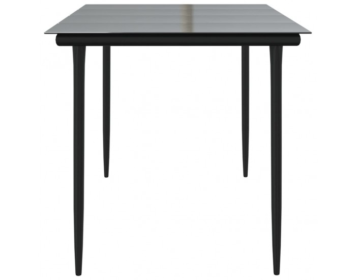 Sonata H Градинска маса, черна, 160x80x74 см, стомана и закалено стъкло