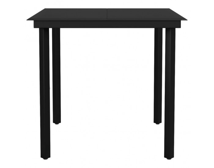 Sonata H Градинска трапезна маса, черна, 80x80x74 см, стомана и стъкло