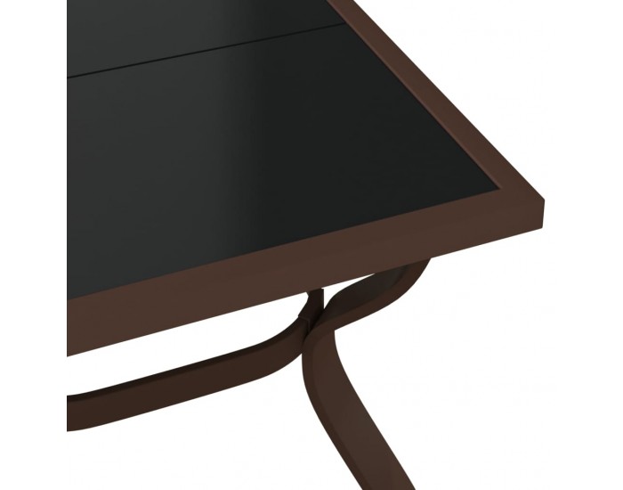 Sonata H Градинска маса, кафяво-черна, 180x80x70 см, стомана и стъкло
