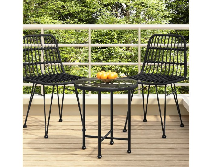 Sonata H Трапезна маса черна Ø50 см  закалено стъкло и стомана