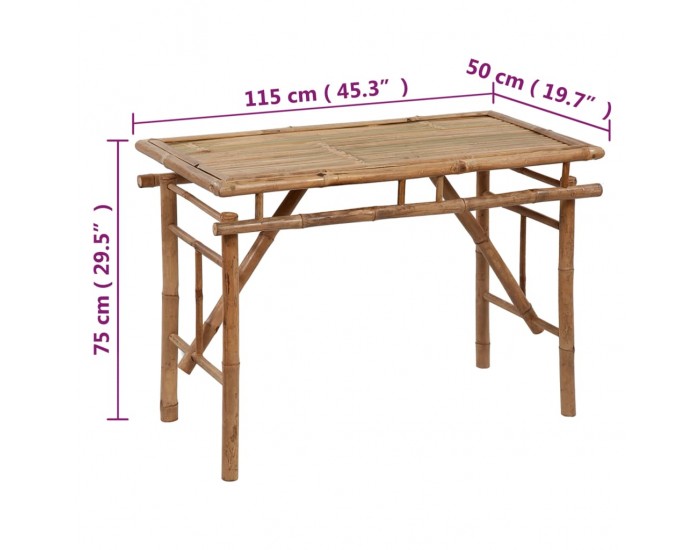 Sonata H Сгъваема градинска маса, 115x50x75 см, бамбук