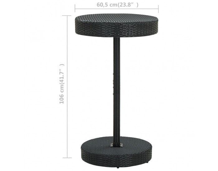 Sonata H Градинска маса, черна, 60,5x106 cм, полиратан