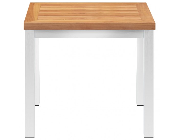 Sonata H Градинска странична маса 45x45x38 см тик масив и инокс