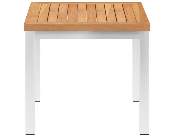 Sonata H Градинска странична маса 45x45x38 см тик масив и инокс