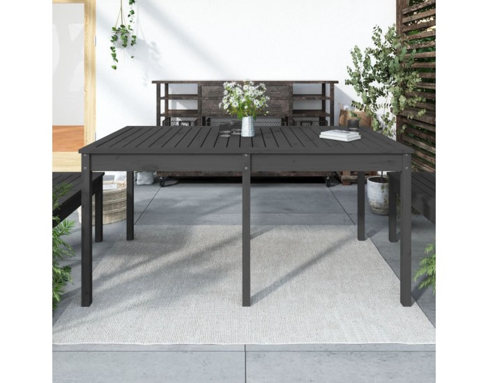 Sonata H Градинска маса, сива, 159,5x82,5x76 см, борово дърво масив