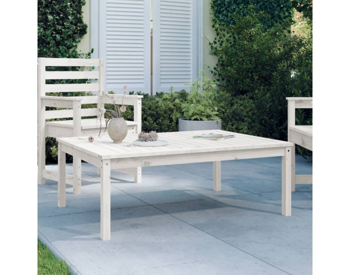 Sonata H Градинска маса, бяла 121x82,5x45 см, борово дърво масив