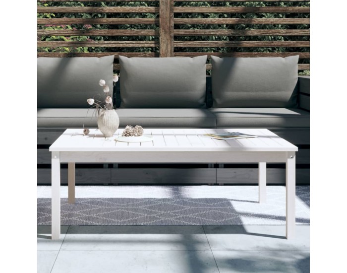 Sonata H Градинска маса, бяла 121x82,5x45 см, борово дърво масив