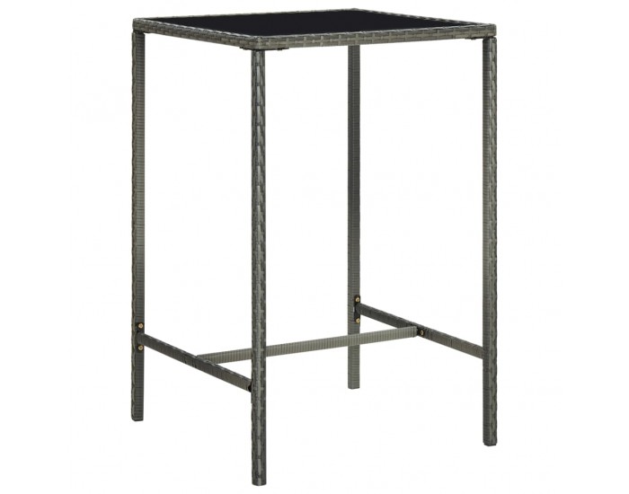 Sonata H Градинска бар маса, сива, 70x70x110 см, полиратан и стъкло