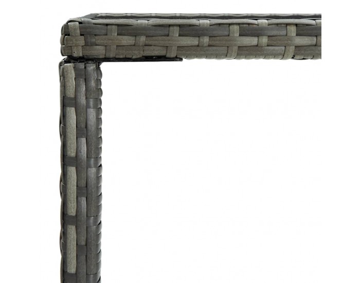 Sonata H Градинска бар маса, сива, 70x70x110 см, полиратан и стъкло