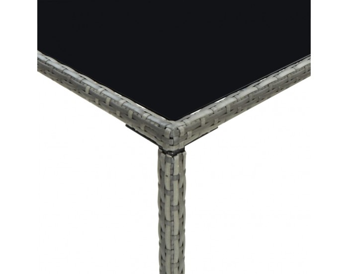 Sonata H Градинска бар маса, сива, 70x70x110 см, полиратан и стъкло