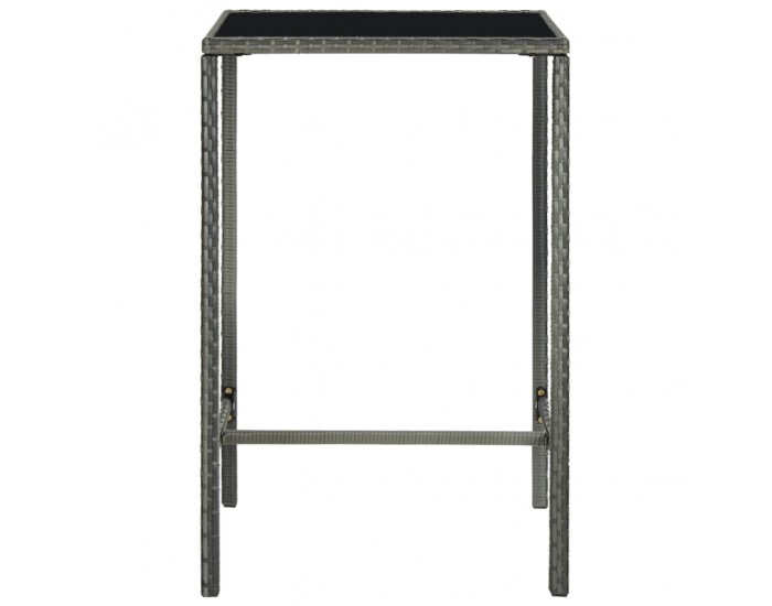 Sonata H Градинска бар маса, сива, 70x70x110 см, полиратан и стъкло