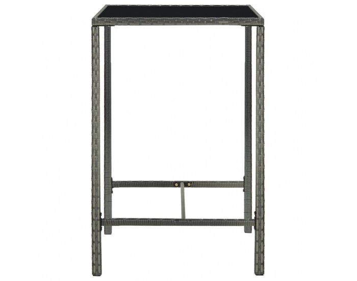 Sonata H Градинска бар маса, сива, 70x70x110 см, полиратан и стъкло