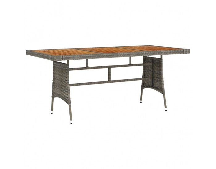 Sonata H Градинска маса, сива, 160x70x72 см, полиратан и акация масив