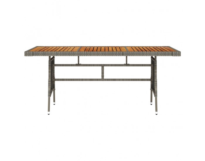 Sonata H Градинска маса, сива, 160x70x72 см, полиратан и акация масив