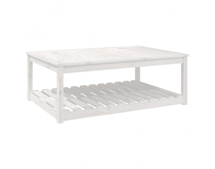 Sonata H Градинска маса, бяла 121x82,5x45 см, борово дърво масив