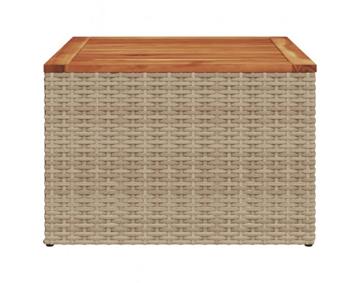 Sonata H Градинска маса бежова 55x55x37 см полиратан и акациево дърво