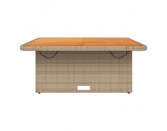 Sonata H Градинска маса бежова 110x110x71 см полиратан и акациево дърво