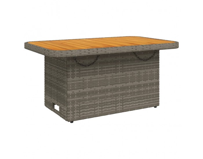 Sonata H Градинска маса, сива, 90x55x71 см, полиратан и акациево дърво