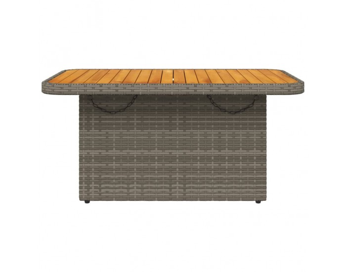 Sonata H Градинска маса, сива, 90x55x71 см, полиратан и акациево дърво