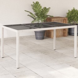 Sonata H Градинска маса със стъклен плот бяла 150x90x75 см полиратан - Градински маси