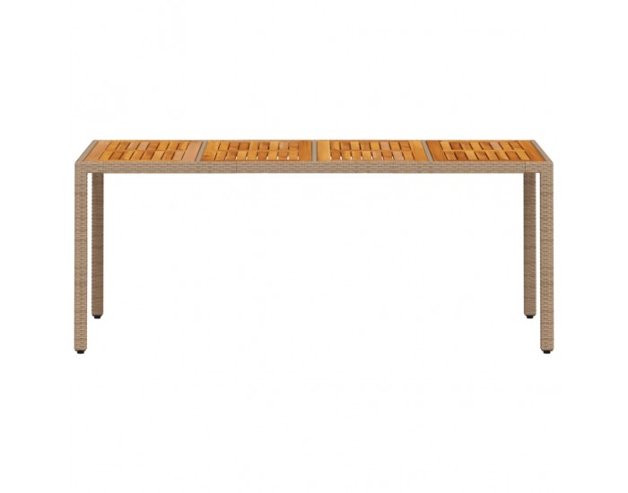 Sonata H Градинска маса бежова 190x90x75 см полиратан и акациево дърво