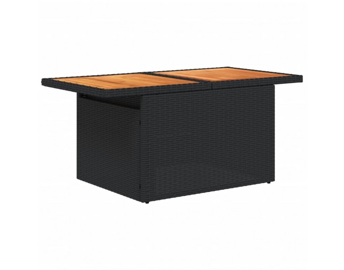 Sonata H Градинска маса, черна, 100x55x73 см, полиратан и акациево дърво