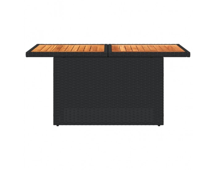 Sonata H Градинска маса, черна, 100x55x73 см, полиратан и акациево дърво