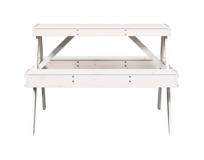 Sonata H Пикник маса, бяла, 105x134x75 см, борово дърво масив