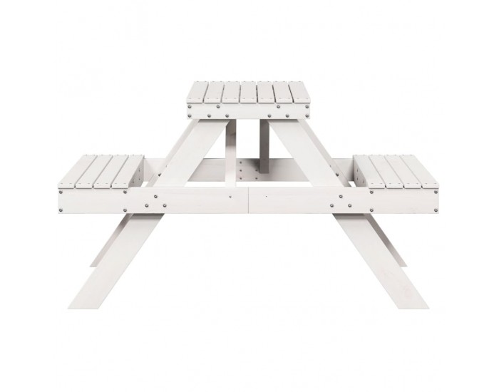 Sonata H Пикник маса, бяла, 105x134x75 см, борово дърво масив