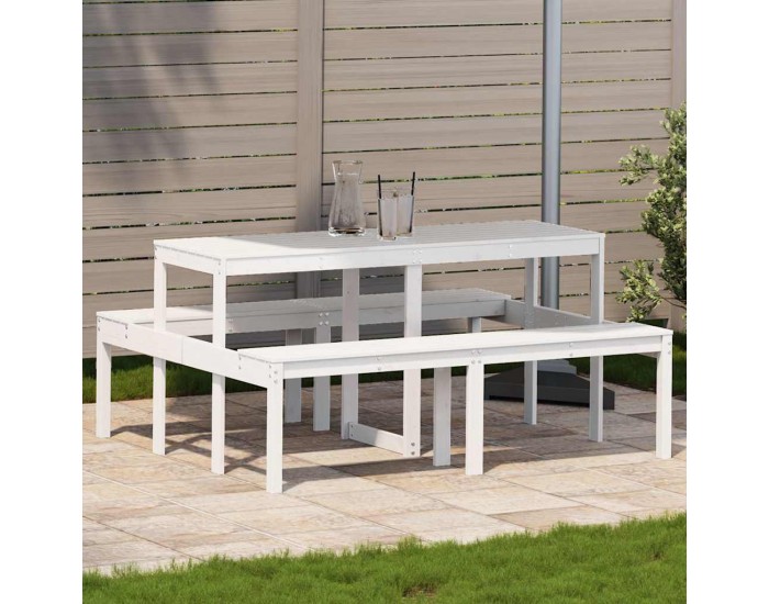 Sonata H Пикник маса, бяла, 160x134x75 см, борово дърво масив