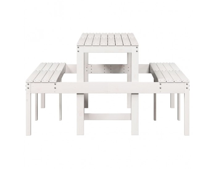 Sonata H Пикник маса, бяла, 160x134x75 см, борово дърво масив