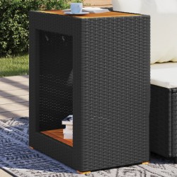 Sonata H Градинска маса с дървен плот черна 60x40x75 см полиратан - Градински маси