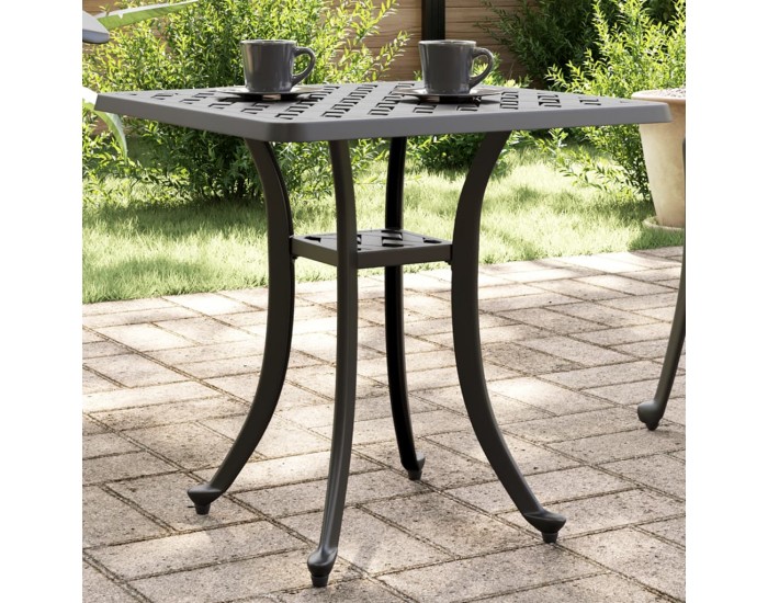 Sonata H Градинска маса, черен, 53x53x53 см, лят алуминий