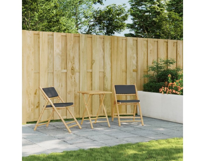 Sonata H Сгъваема градинска маса, 55x55x75 см, бамбук