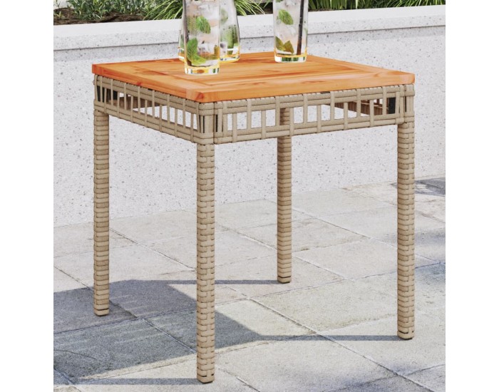 Sonata H Градинска маса, бежов микс, 38x38x42 см, полиратан и акация