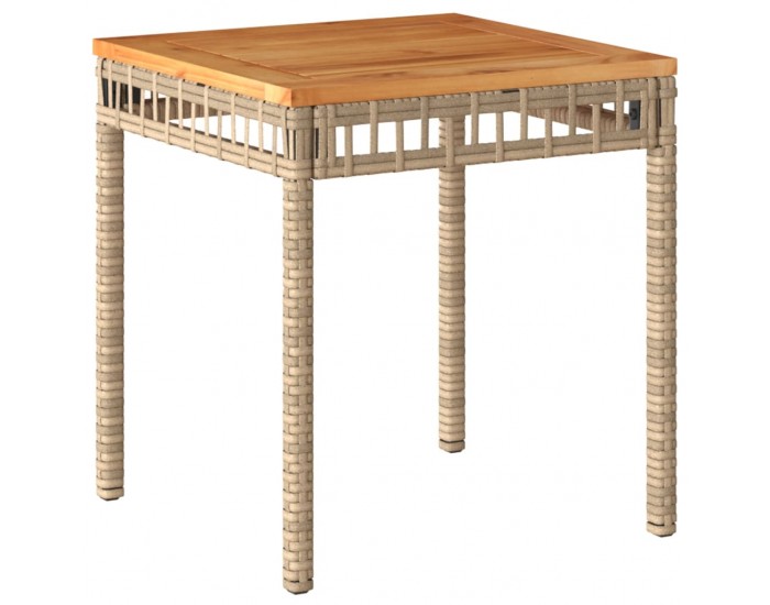 Sonata H Градинска маса, бежов микс, 38x38x42 см, полиратан и акация