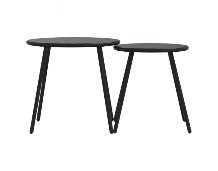 Sonata H Градински кафе маси 2 бр кръгли черен прахово боядисана стомана
