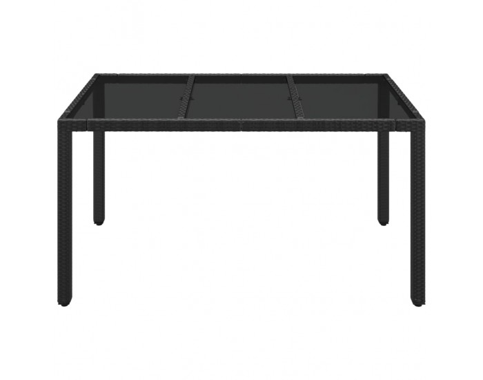 Sonata H Градинска маса със стъклен плот черен 150x90x75 см полиратан