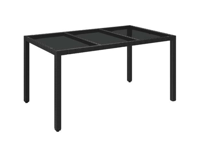 Sonata H Градинска маса със стъклен плот черен 150x90x75 см полиратан