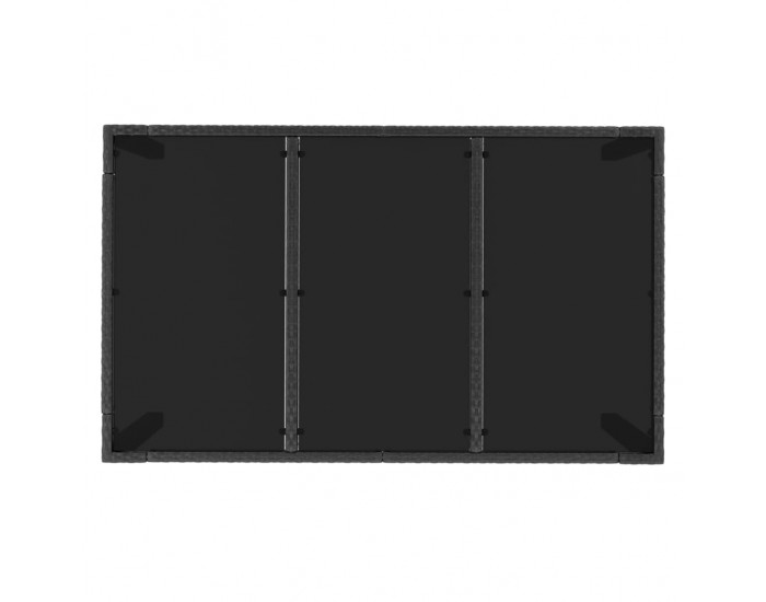 Sonata H Градинска маса със стъклен плот черен 150x90x75 см полиратан