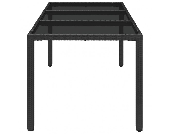 Sonata H Градинска маса със стъклен плот черен 150x90x75 см полиратан