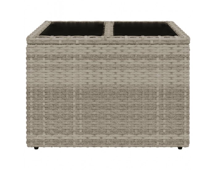 Sonata H Градинска маса стъклен плот светлосива 55x55x37 см полиратан