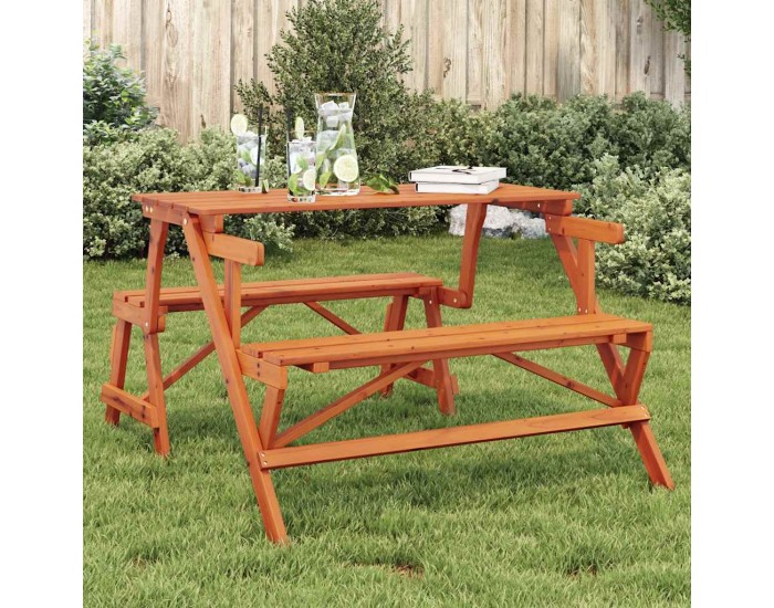 Sonata H Пикник маса с пейки чамова дървесина масив 2 в 1 конвертируема