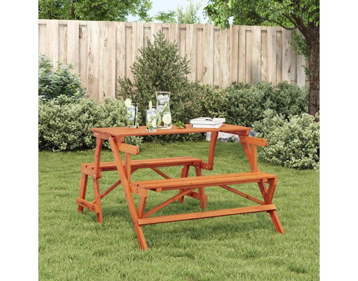 Sonata H Пикник маса с пейки чамова дървесина масив 2 в 1 конвертируема