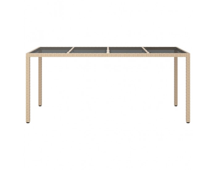 Sonata H Градинска маса бежова 190x90x75 см закалено стъкло и полиратан