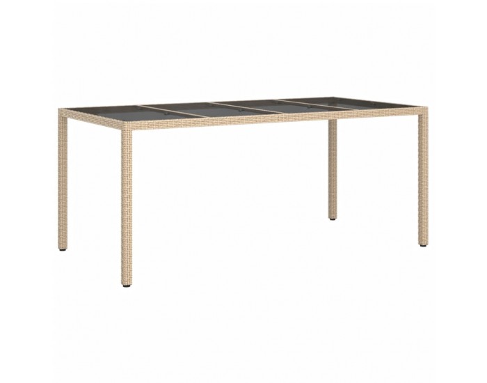 Sonata H Градинска маса бежова 190x90x75 см закалено стъкло и полиратан